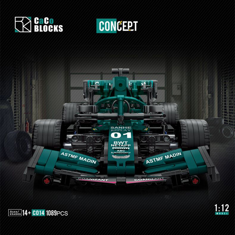 CaCo C014 MOC Technical Green - Formula 1 Optional Motor Racing cars Model Building blocks 1089pcs bricks from China.