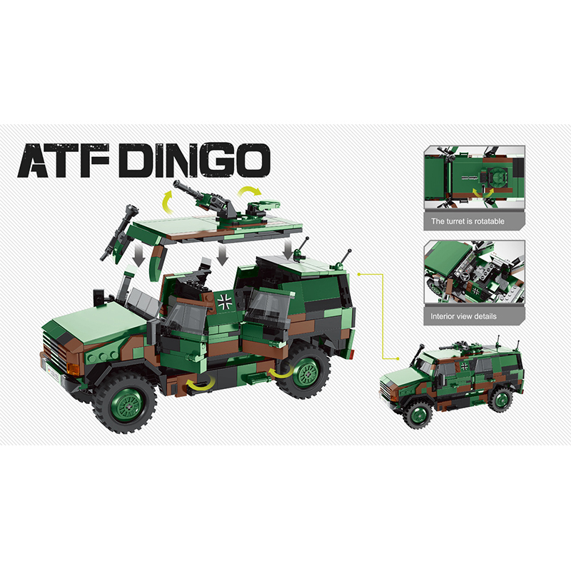 XINGBAO 06055 MOC Military 1:30 ATF DINGO Car Toys Building Blocks with 670pcs Bricks From China.