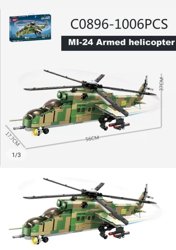WOMA C0896 MOC Military Helicopter No.24 Air Force Building Blocks 1006pcs Bricks Toys From China Delivery.