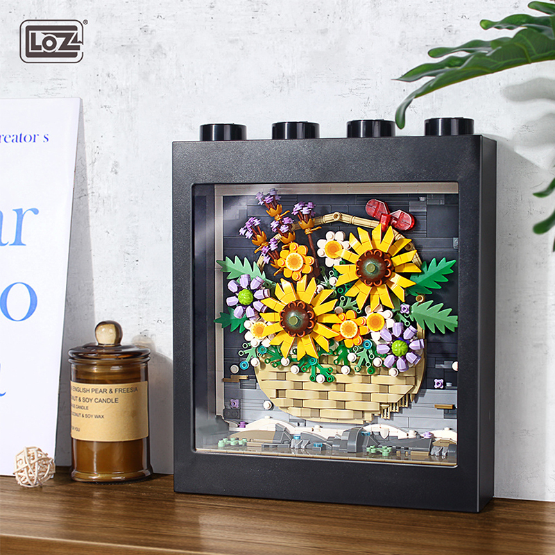 LOZ 1905 Creator Art and crafts Sunflower flower basket Building Blocks 1905pcs Bricks Toys Gift From China Delivery.