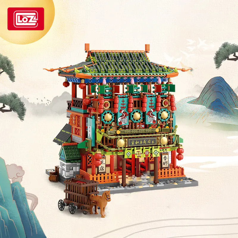 LOZ1056 Modular Building Chinese Riverside scene during Qingming Festival Building Blocks 2837pcs Bricks Toys From China Delivery.