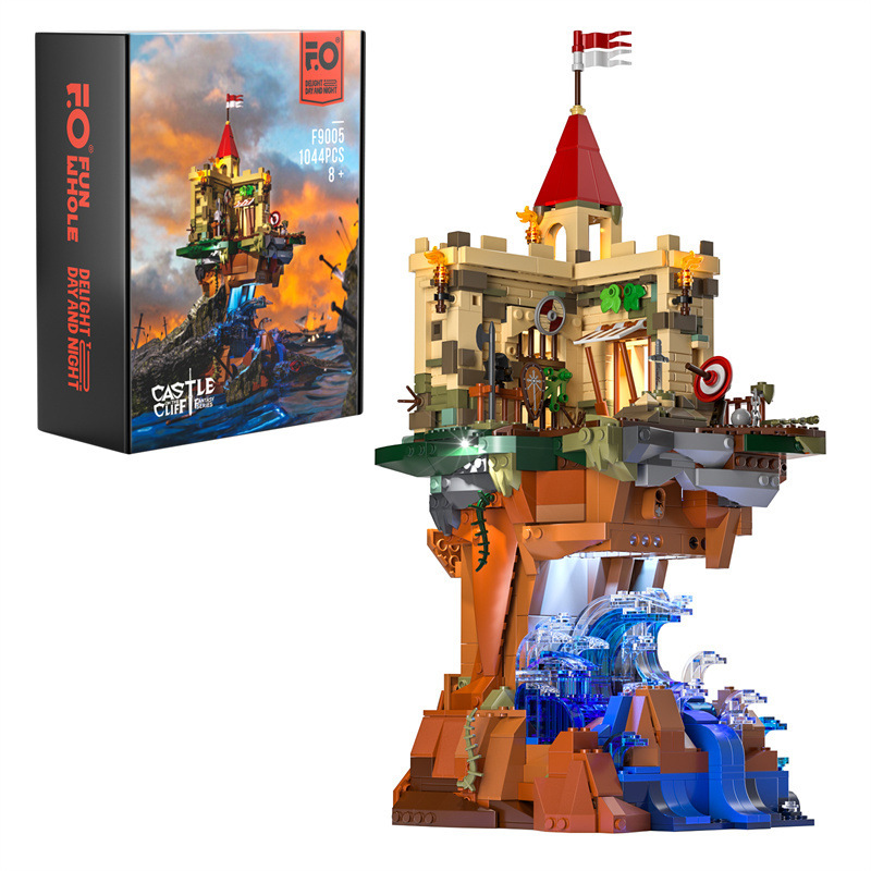 FUNWHOLE FH9005 Modular Buildings Cliff Castle Medieval Building Blocks 1044pcs Bricks Toys From China Delivery.