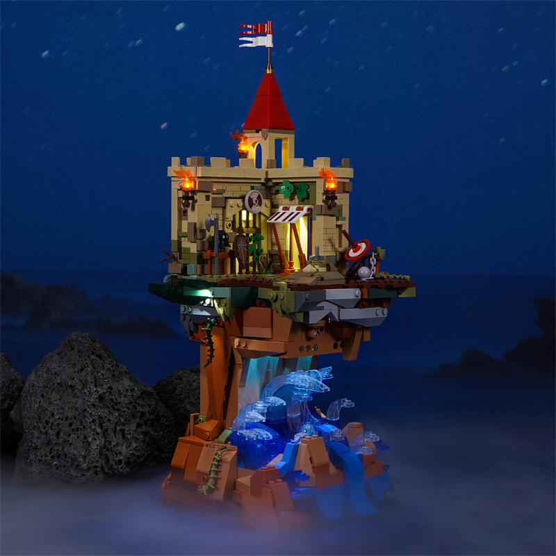 FUNWHOLE FH9005 Modular Buildings Cliff Castle Medieval Building Blocks 1044pcs Bricks Toys From China Delivery.