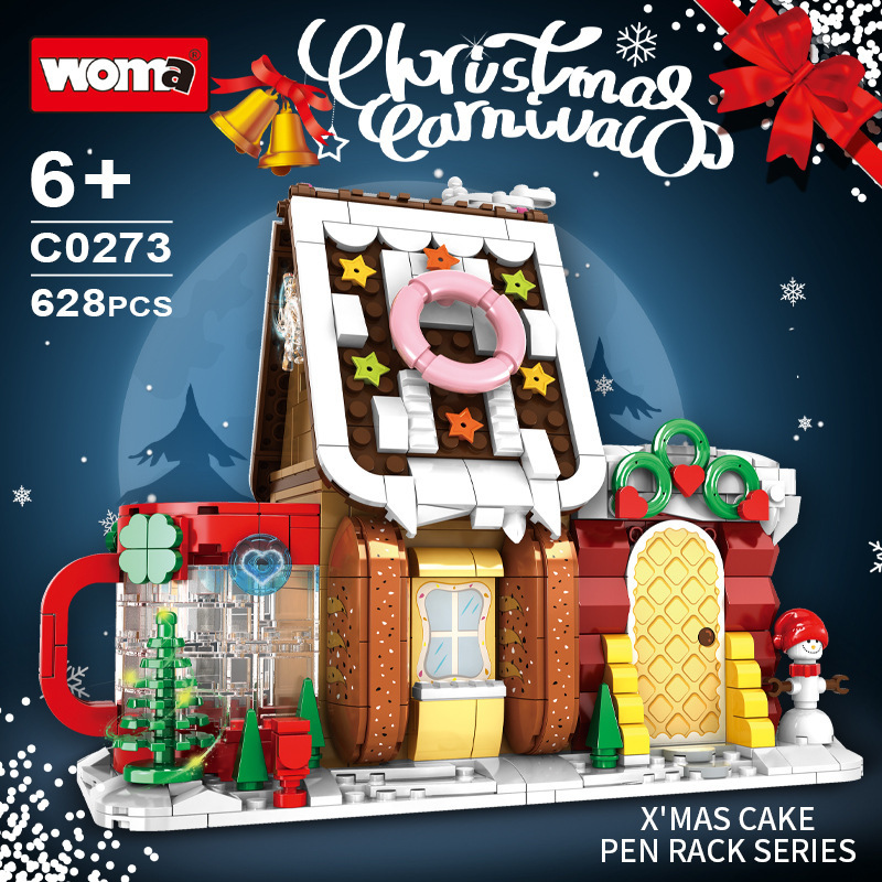 WOMA C0273 Christmas Presents Christmas Cottage X'S MAS Cake House  Building Blocks 628pcs Bricks Toys From China Delivery.