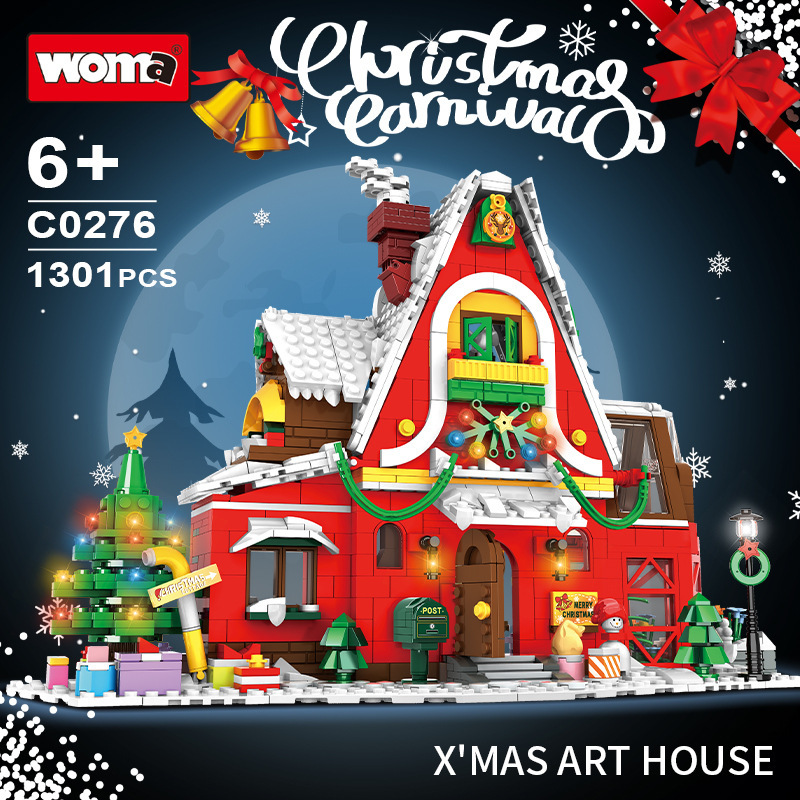 WOMA C0276 Christmas Presents X'MAS ART House Building  Blocks 1301pcs Bricks Toys From China Delivery.