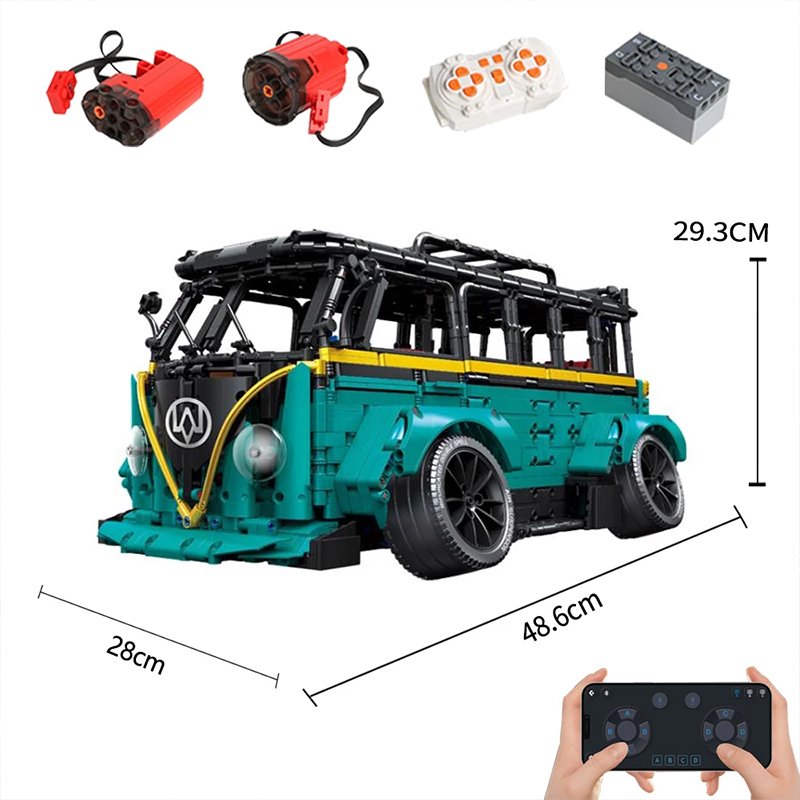 CACO C021 Technic T2 Bus 1:10 Building Blocks 2975pcs Bricks Low pitched camping bus Toys From China Delivery.