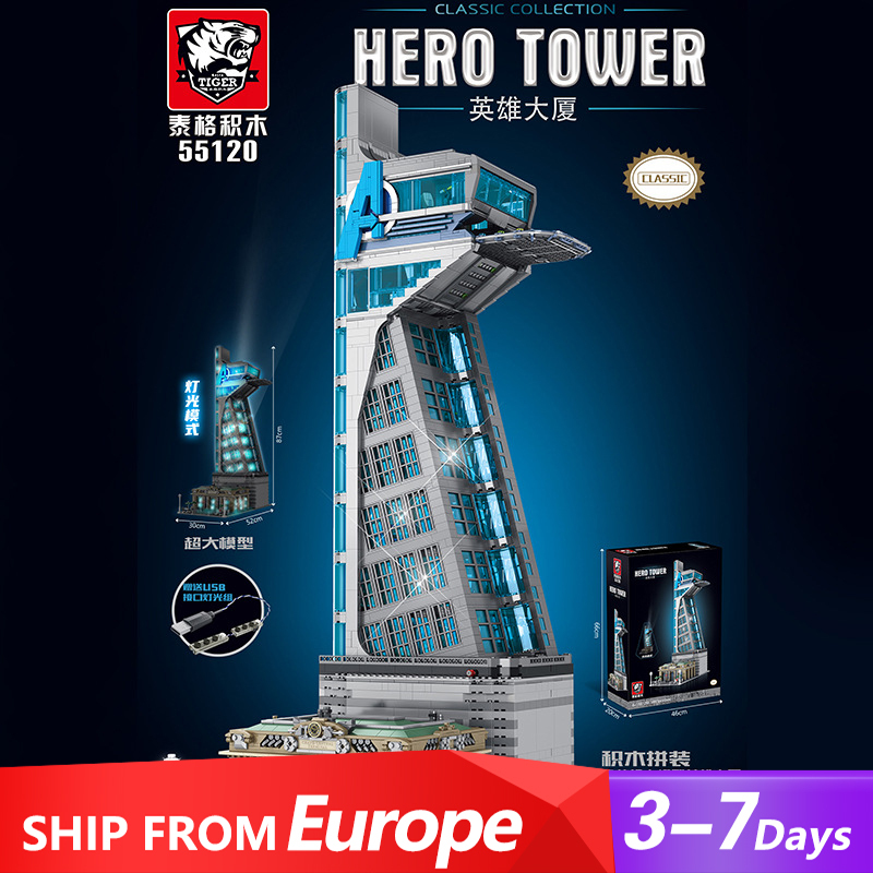 IN-STOCK MOC 55120 Super Hereos Avengers Tower Hero Tower with LED Light Building Block 5883pcs Bricks Toy From Europe 3-7 Days Delivery.
