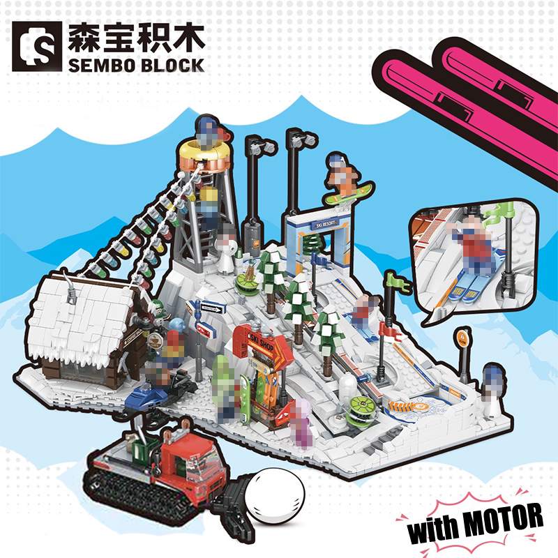 SEMBO 704000 Motorised Ski Keeping Sport By Ski Creator 2128±pcs Building Block Brick Toy from China