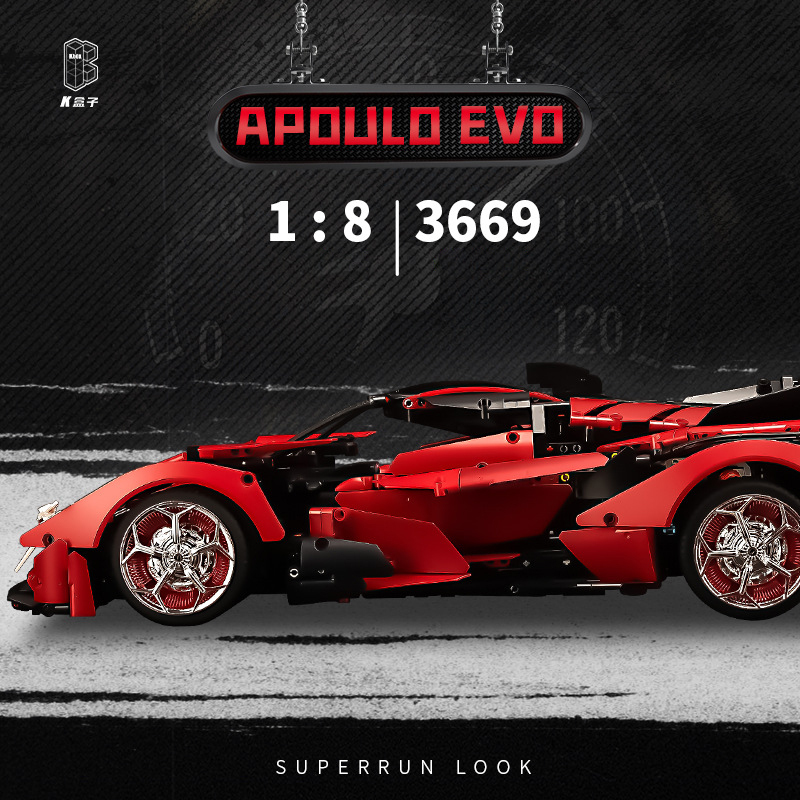 K-Box 10519 Technic Red Apollo EVO 1:8 Sports Car Building Blocks 3669±pcs Bricks Toys from China Delivery.