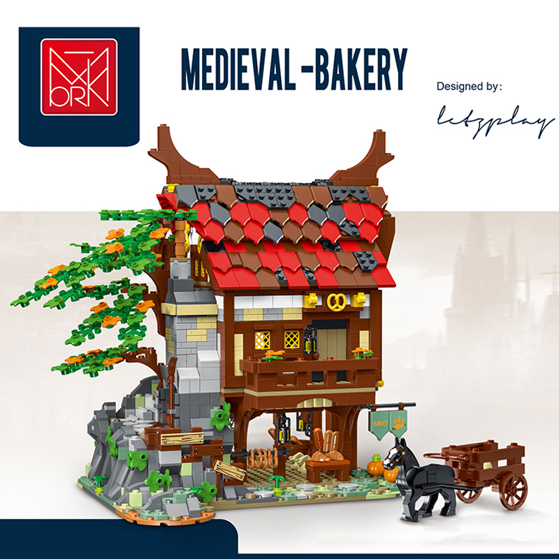 Mork 033007 Creator MEDIEVAL BAKERY Shop Modular Buildings Blocks 1407±pcs From China.