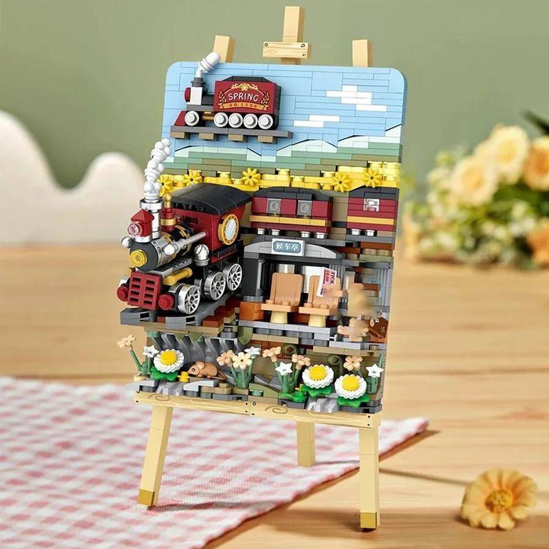 {Mini Micro Bricks} LOZ1296  Art and crafts Haruhi train three-dimensional building block painting 758±pcs Bricks from China.