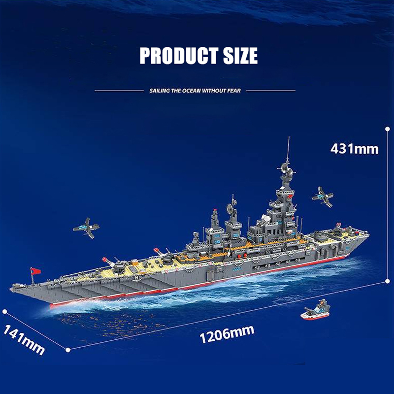 QUANGUAN 100041 Military Warship Battlefield Heavy Battleship Building Blocks 3151±pcs Bricks from China.
