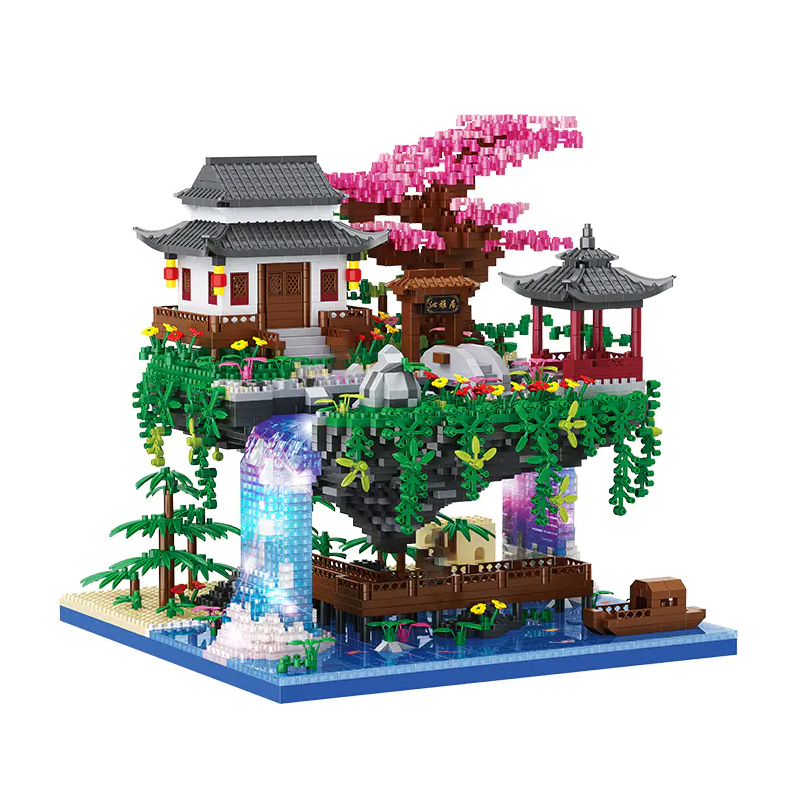 {Mini Micro Bricks} {With Light}BALODY 16260 Peach Blossom Pool Modular Buildings Blocks 3320±pcs Bricks from China.