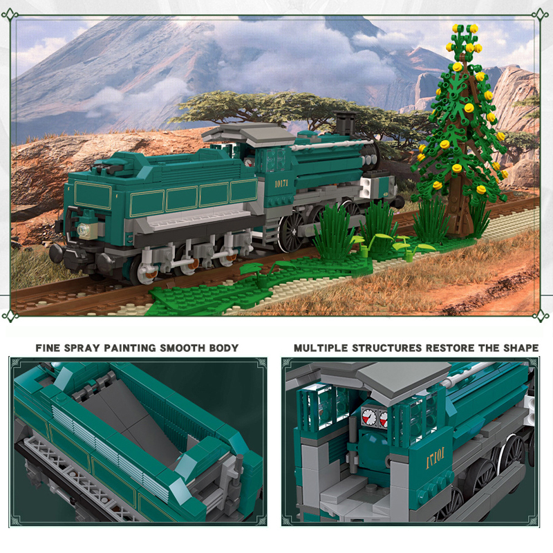 JIESTAR 59020 Retro Steam Train Creator Expert Building Blocks 1031±pcs Bricks Toys Model From China