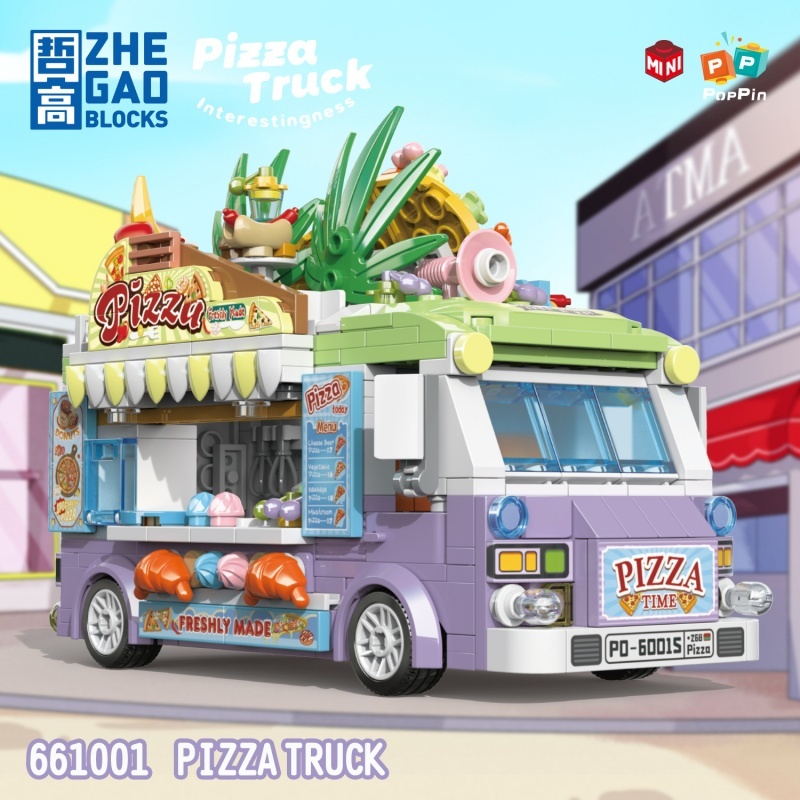 [Mini Micro Bricks] ZHEGAO 661001 Pizza Truck Creator Expert