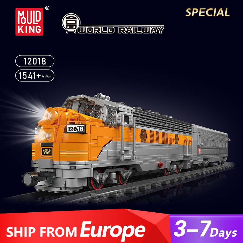 [Pre-sale] [With Motor] Mould King 12018 USA EMD F7 WP Diesel Locomotive Technic Europe Warehouse Express