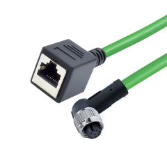 Waterproof ip67 M12 A D code 4 pin male to female Cat6 cable m12 to rj45 ethernet connector cable for Marine electric device