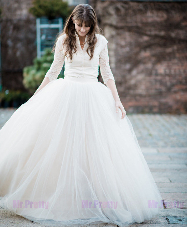 Ivory Tutu Mexi Tulle Skirt Bridesmaid Skirt  Wedding Dress Petticoat
