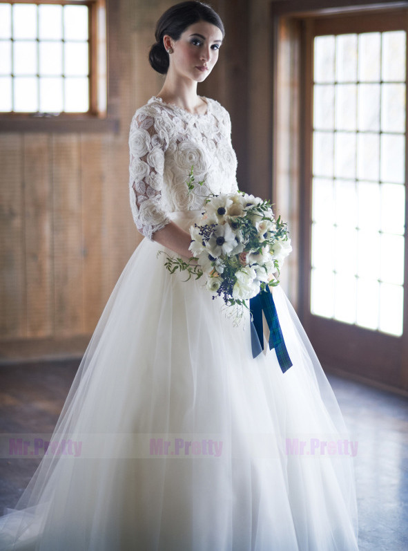 Ivory Tulle Short Train Wedding Skirt Bridal Skirt