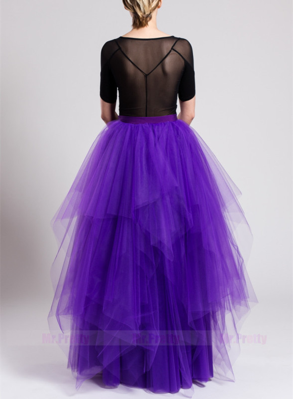 Purple/Yellow Maxi Tulle Skirt Bridal Skirt Party Skirt