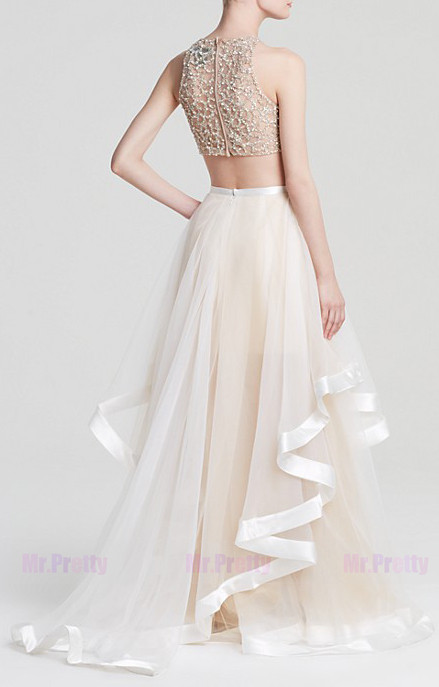 Champagne Short Train Tulle Skirt Bridal Skirt