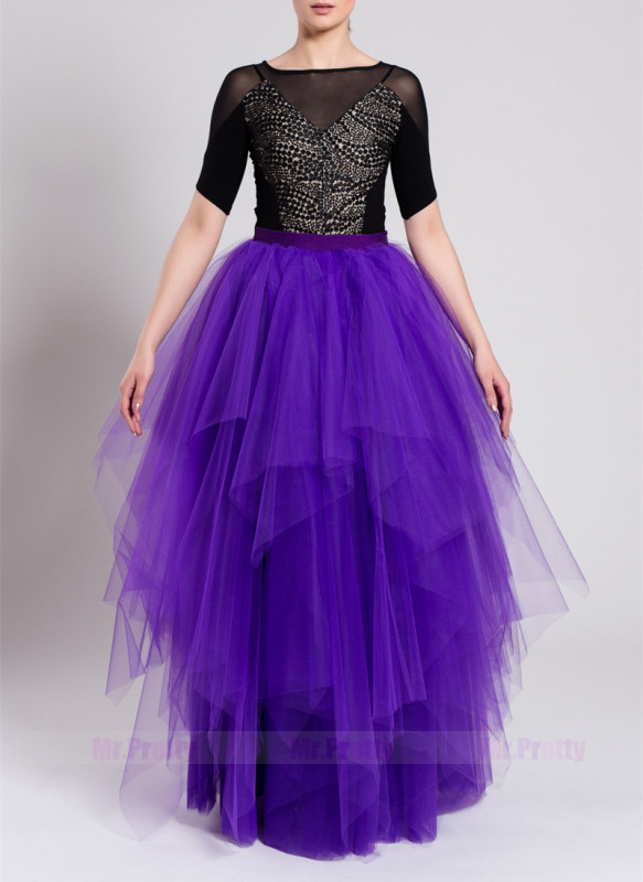 Purple/Yellow Maxi Tulle Skirt Bridal Skirt Party Skirt