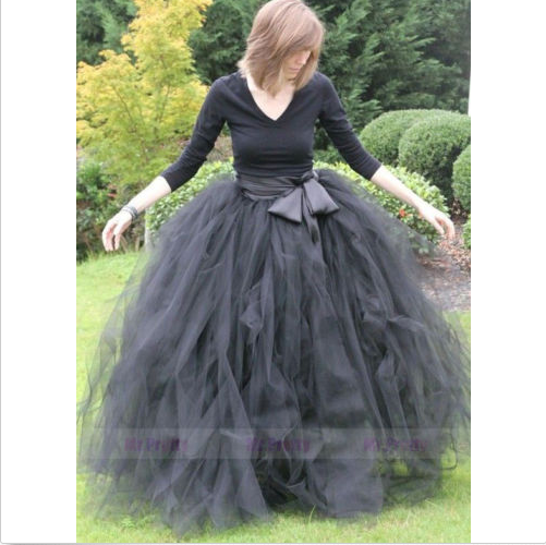 Black Tutu Tulle Full Length Party Skirt Bridesmaid Skirt