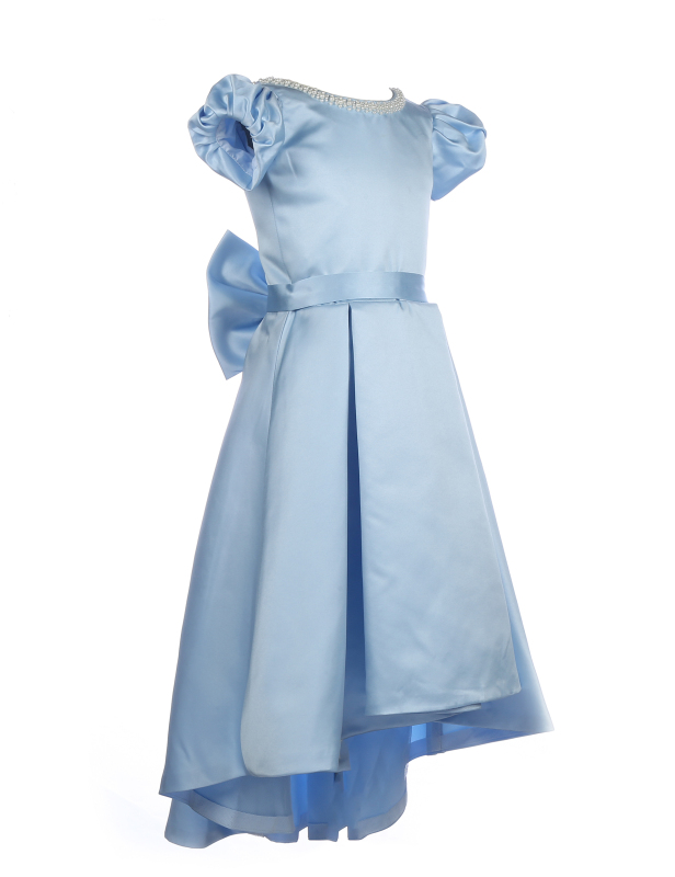 Blue Satin Flower Girl Dress