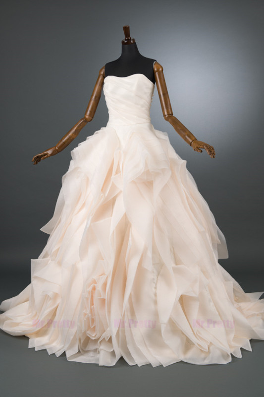 Light Chamapgne Organza Wedding Dress Bridal Dress