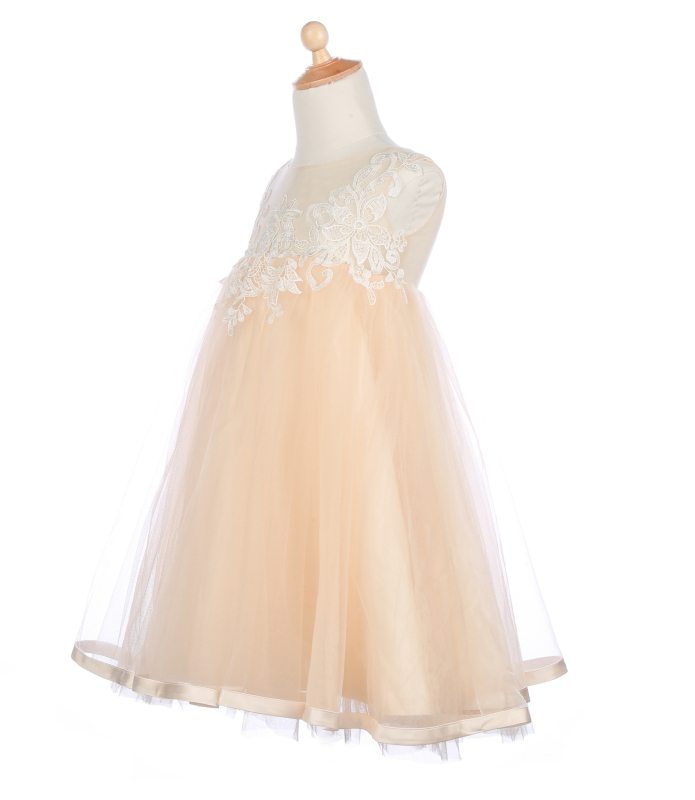 Champagne Tulle Flower Girl Dress