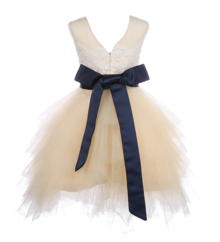 Champagne Tulle Lace Flower Girl Dress