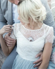 Ivory Lace Wedding Top Short Sleeve Top