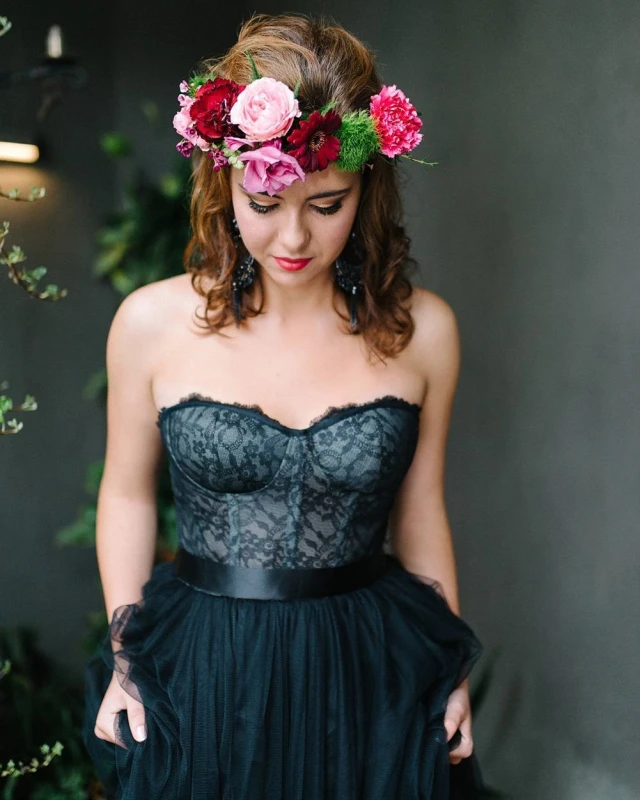 Black Lace Wedding Corset Women Top