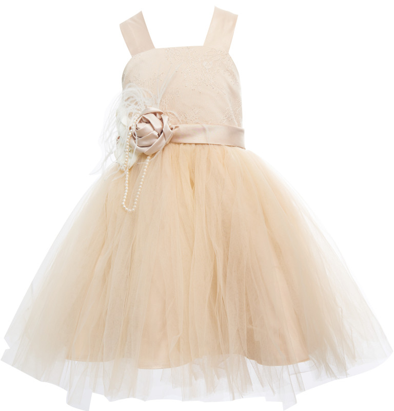 Ivory Lace Tulle Girls Wedding Party Dress