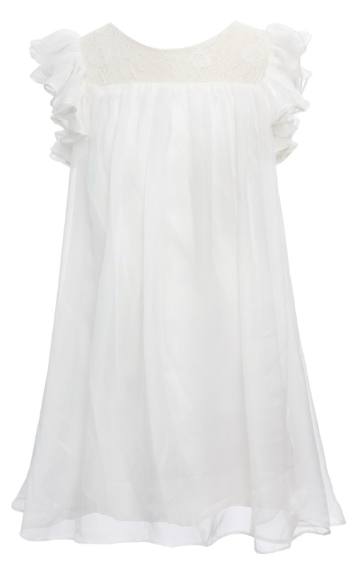 Ivory Lace Chiffon Girls Wedding Party Dress