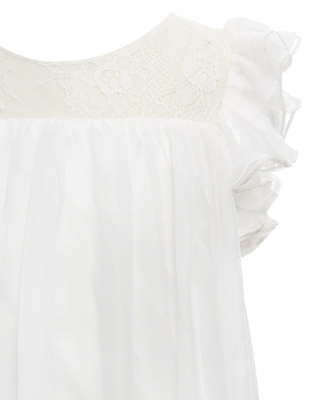 Ivory Lace Chiffon Girls Wedding Party Dress