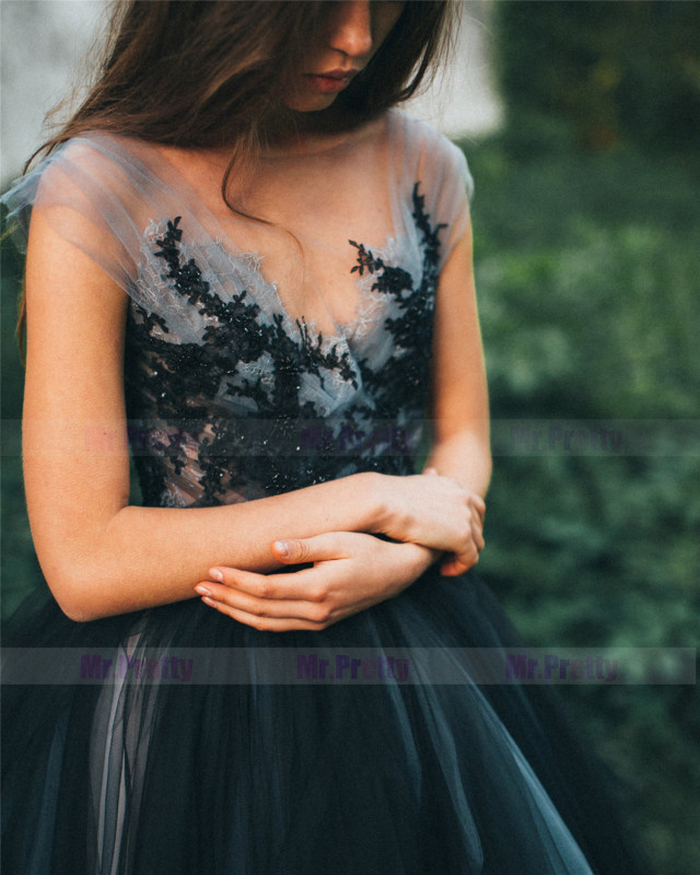 Navy Black Lace Tulle Wedding Top 2 Pieces Corset