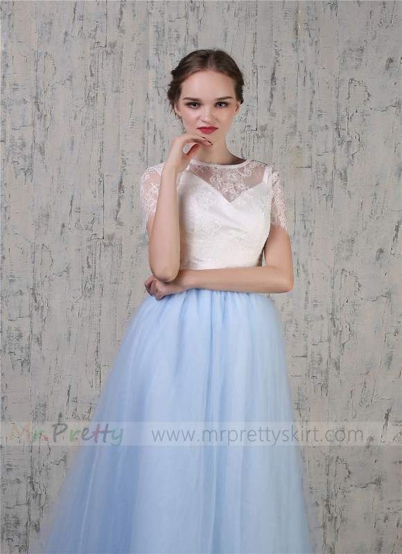 Light Blue Tulle Wedding Skirt Bridal Skirt