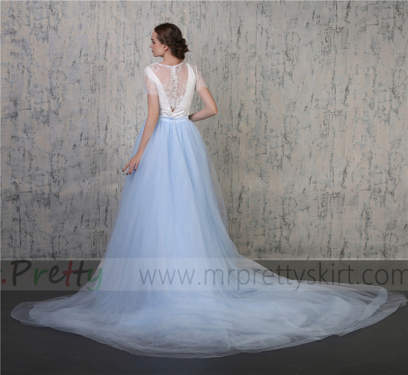 Light Blue Tulle Wedding Skirt Bridal Skirt