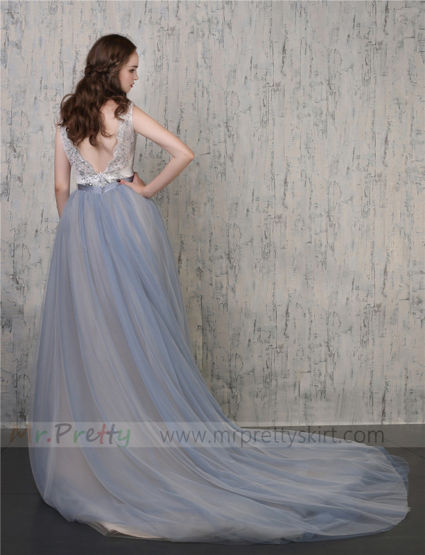 2 Colors Grey Tulle  Wedding Skirt Bridal Skirt