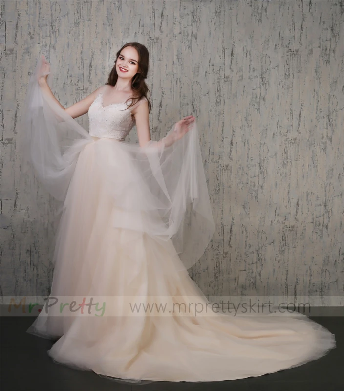 Ivory/Champagne 2 Colors Wedding Skirt