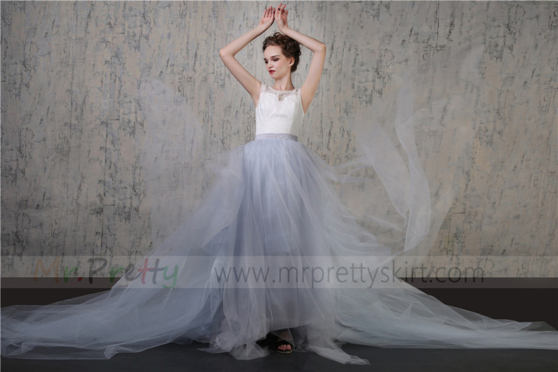 Light Grey Tulle Wedding Skirt Bridal Skirt
