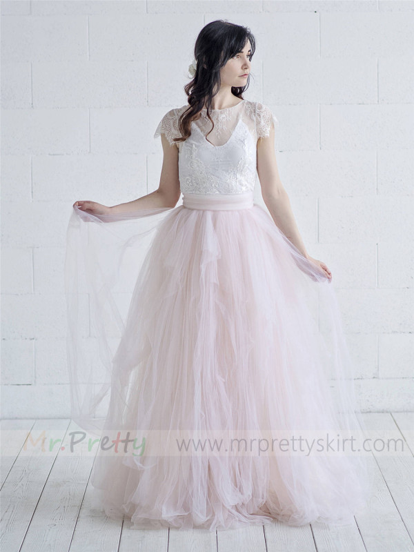Blush Tulle Full Length Wedding Skirt Party Skirt