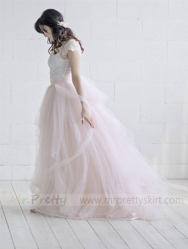 Blush Tulle Full Length Wedding Skirt Party Skirt