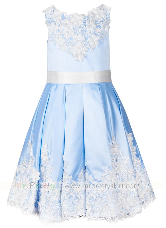 Light Blue Lace Flower Girl Dress Holiday Dress