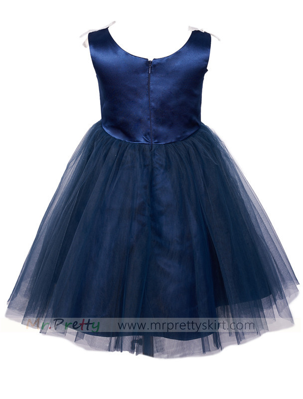 Navy Blue LaceTulle Flower Girl Dress