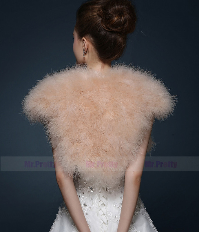 Cap Sleeve Iovry Champagne Fur Wedding Top Hairy Shawl