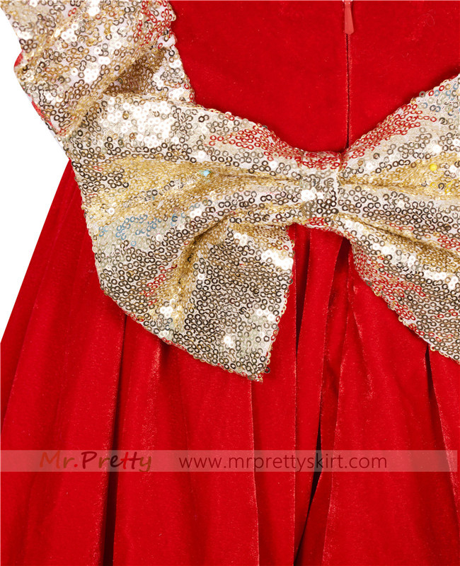 Red Velvet Sequin Flower Girls Dress