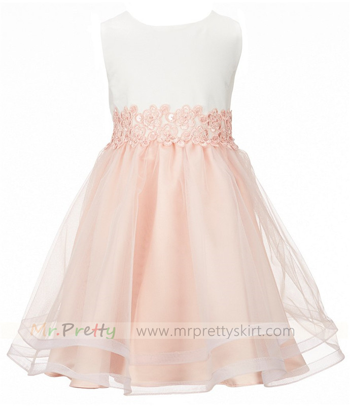 Peach Organza Flower Girl Dress Holiday Dress