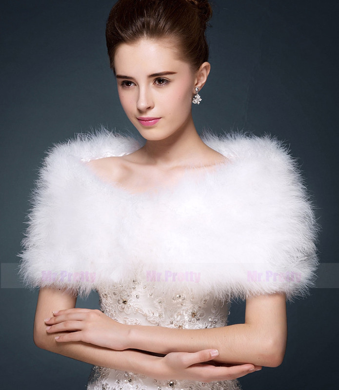 Ivory Fur Wedding Top  Hairy Shawl